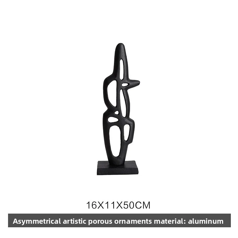 Decorazione moderna e minimalista creativa in alluminio nero bronzo lisca di pesce scultura in metallo cavo