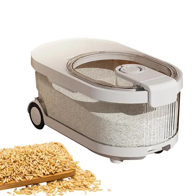 

Rice Dispenser Time Record Clear Large Storage Bins With Lids And Wheels Top Seasoning Box Airtight Rolling Dog Food Storage