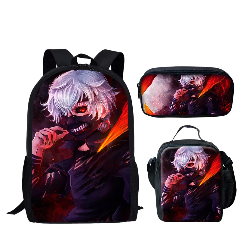 

Popular Youthful Tokyo Ghoul 3D Print 3pcs/Set Student Travel bags Laptop Daypack Backpack Lunch Bag Pencil Case