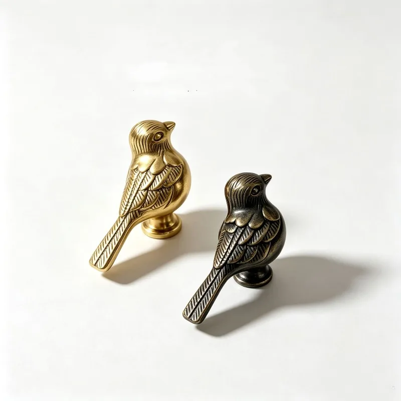 2 Pack Vintage Cabinet Bird Alloy Pull Handle Light Luxury Wardrobe Cupboard Door Furniture Decorative Small Handle for Home