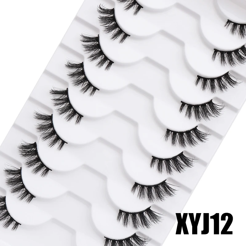 DINGSEN 10 Paar Natürliche Wimpern Halblange Katzenaugen-Wimpern 3D Kunstnerz Flauschige Wimpern Flügelige Falsche Wimpern – Detail 19