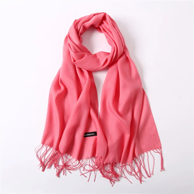 Fashion Solid Schal Frauen Kaschmir Weiche Winter Warme Schals Hijab Weibliche Lange Stirnband Schal Wraps Bandana Foulard 2022 Echarpe – Detail 28