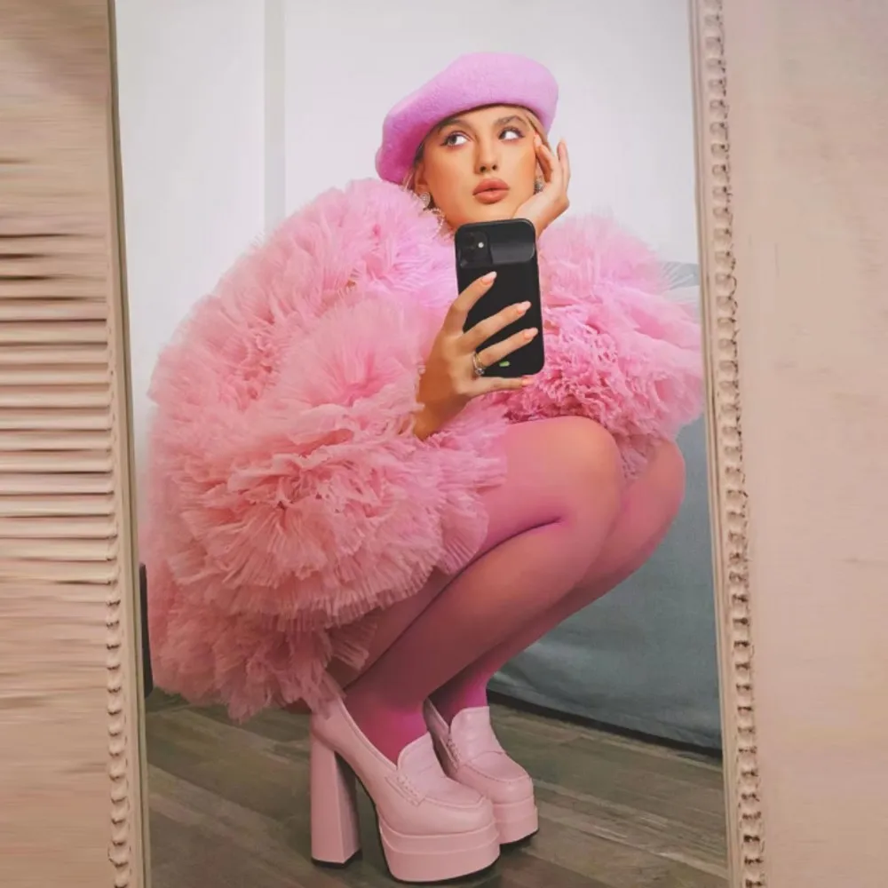 

Шифоновые тюлевые женские топы нормальной длины, топы с рюшами, женская накидка с длинными рукавами, тюлевая куртка