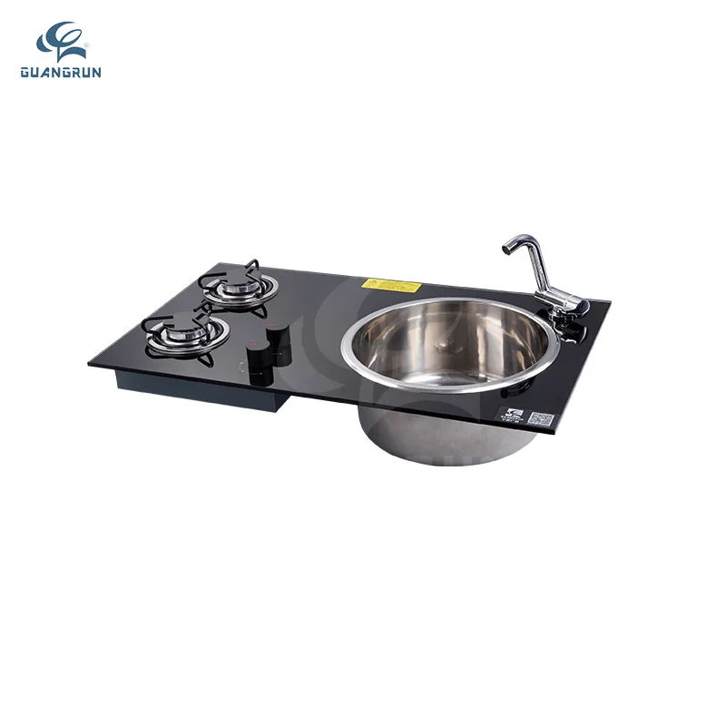 Two-Burner Gas Hob And Stainless Steel Sink Combination For Motorhome Caravan Campervan Boat Yacht Cabin-730*430*150mm