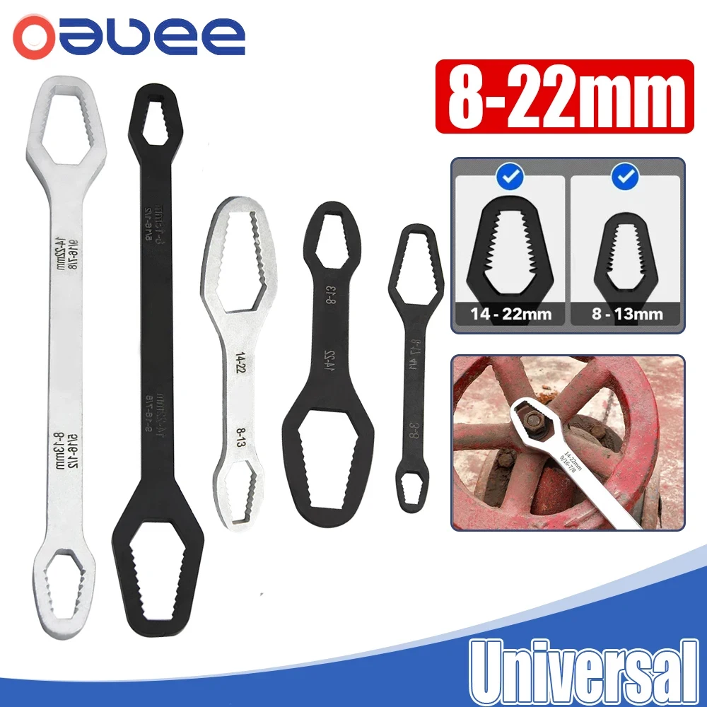 8-22mm Universal Torx Wrench Self-tightening Adjustable Ratchet Wrench Torque Board Double-head Multipurpose Spanner Hand Tools