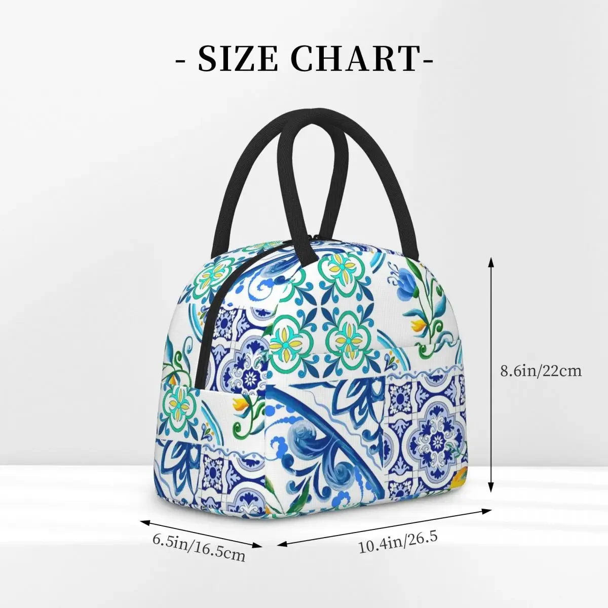 Sicilian Tiles,mediterranean,mosaic,lemons Insulated Lunch Bag for Women Children Portable Food Boxes Thermal Lunch Box Tote