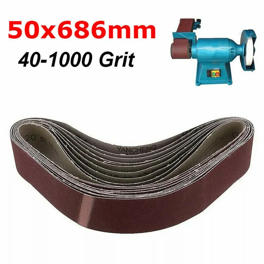 10pcs*50x686mm Sanding Abrasive Belt For Metal Wood Grinding Sander 40-1000 Grit Sanding Belts Polishing Accessories