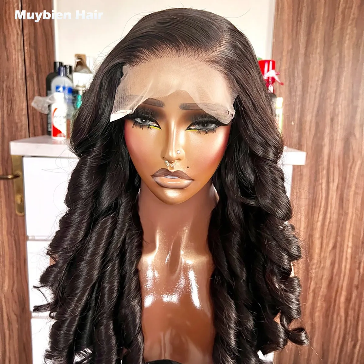 

Human Hair 5by5 Bouncy Curly Wig Natural Black 13x6 13x4 360 HD Lace Front Bouncy Curls Wig for Woman Glueless Ready to Wear Wig