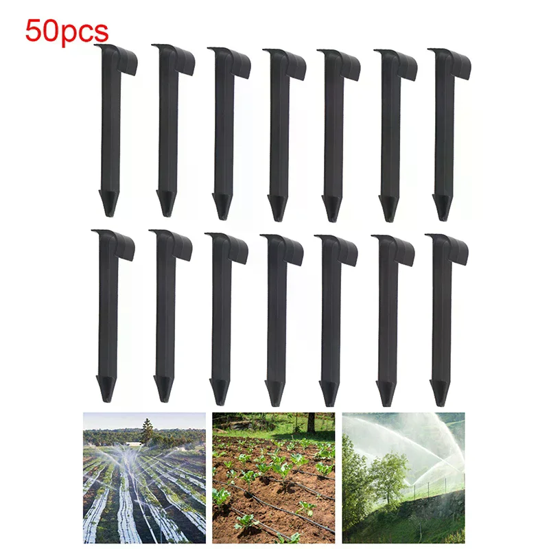 DN16 C-Type Ground Stakes Garden Lawn Mower Peg For PE Pipe Drip Irrigation Hose Tube Holder Ground Stakes 50Pcs