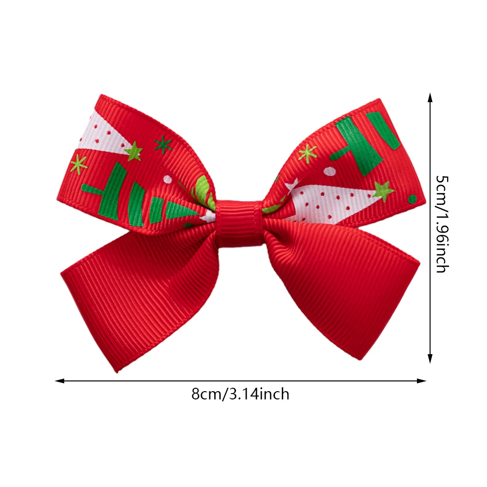 10Pcs/Lot Christmas Baby Girls Hair Clips Ribbon Santa Claus Gift Socks Tree Resin Hair Bows Xmas Dance Party Hairpins Hairgrips