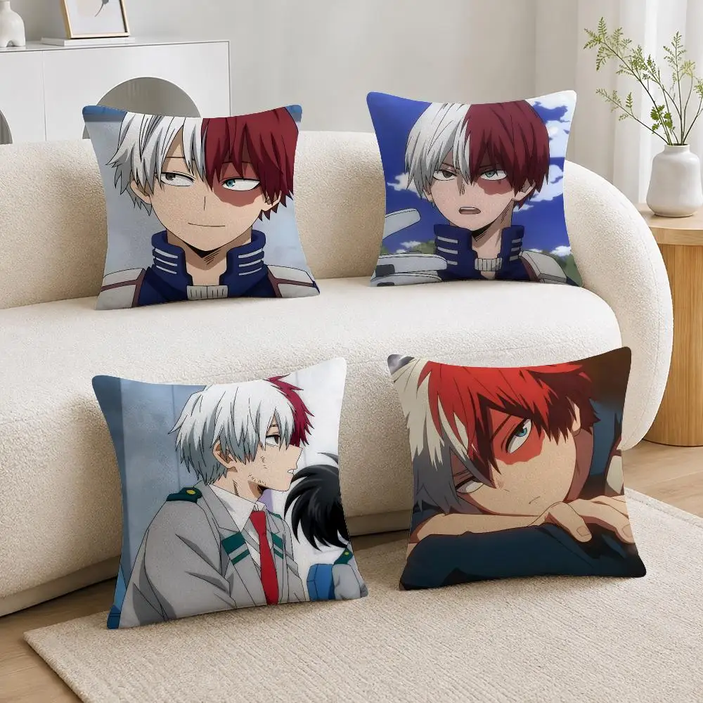 Anime Character Shoto Todoroki Cushion Cover Soft Plush Cushion Covers Fluffy Throw Pillow Cases for Sofa Bedroom Home Decor