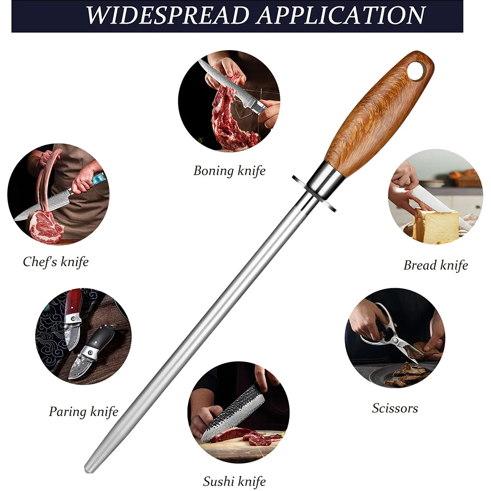 Magnetized Hardened Steel Sharpening Rod Premium Carbon Steel Knife Sharpening Stick, Easy to Use Honer for Knives and Sharp