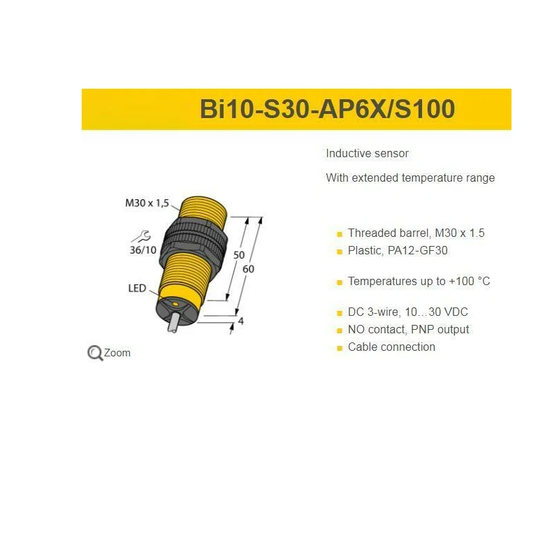 

BI10-S30-AP6X/S100 BI10-S30-AN6X/S100 Turck New High-Quality High Temperature Resistance Switch Sensor