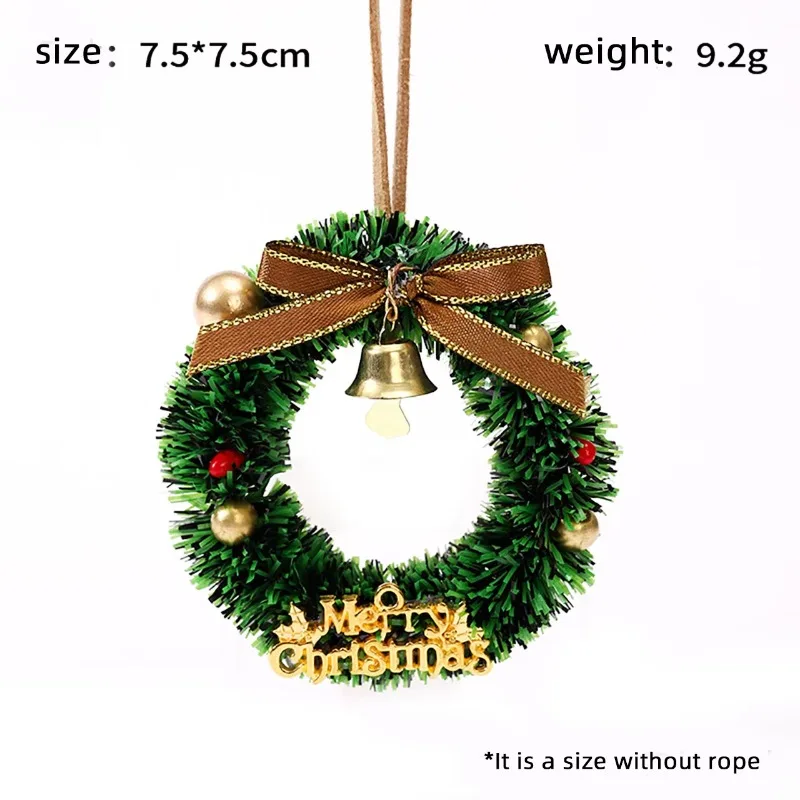 1PC Merry Chrismas Wreath Pendant with Bell Car Door Hanging Decoration Xmas Party Christmas Tree Decor Accessories