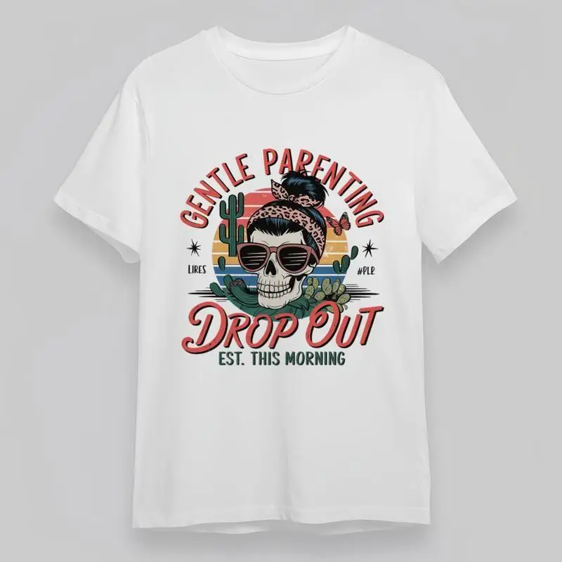 

Women'S Classic T Shirt Gentle Parenting Skeleton With Sunglasses Cotton