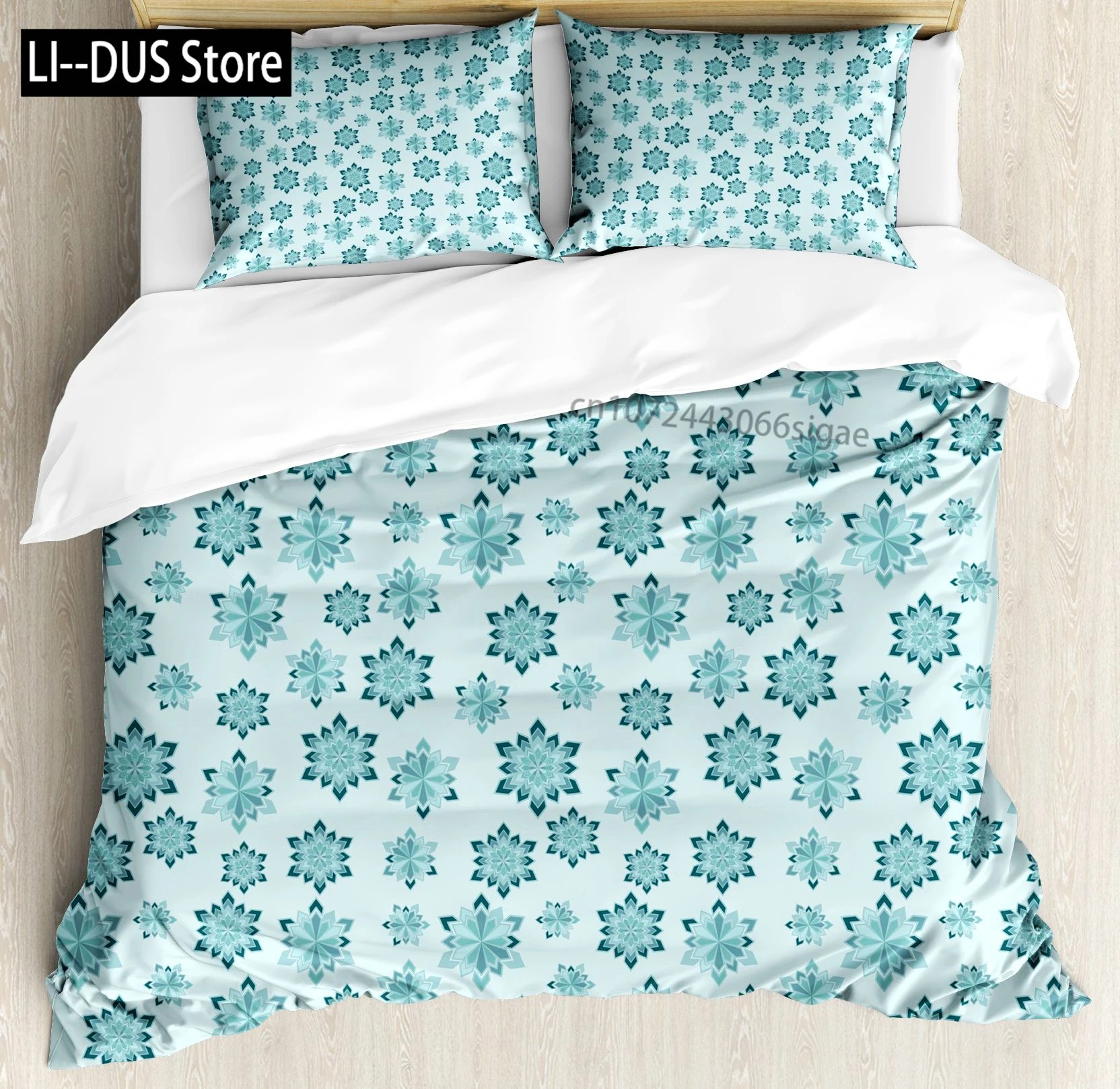 

Snowflake Duvet Cover Set, Snow Pattern Winter Decorative 3 Piece Bedding Set With 2 Pillow Shams, King Twin Size Bed Collection