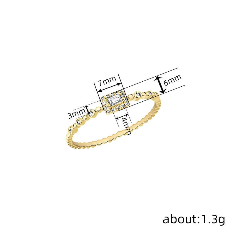 Huitan Dainty Shiny Rectangle Rings for Women Exquisite Gold Color Female Finger Accessories Trendy Engagement Wedding Jewelry