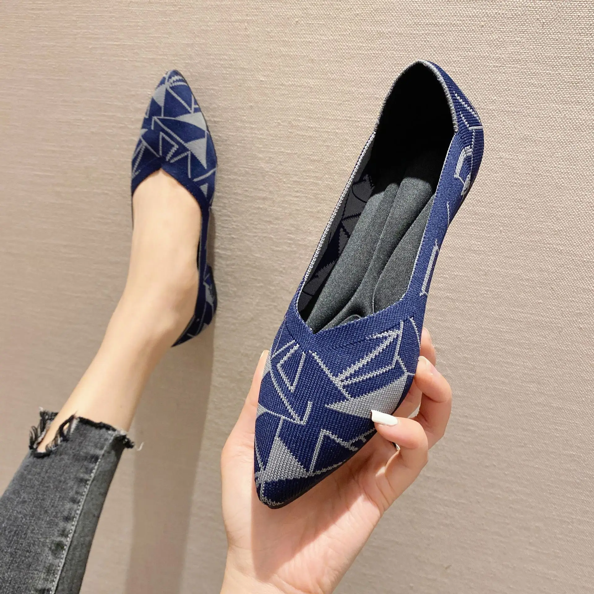 Women shoes flat bottom fashion rubber shoes non-slip sole elastic soft casual comfortable spring and autumn summer shoes 2023 n