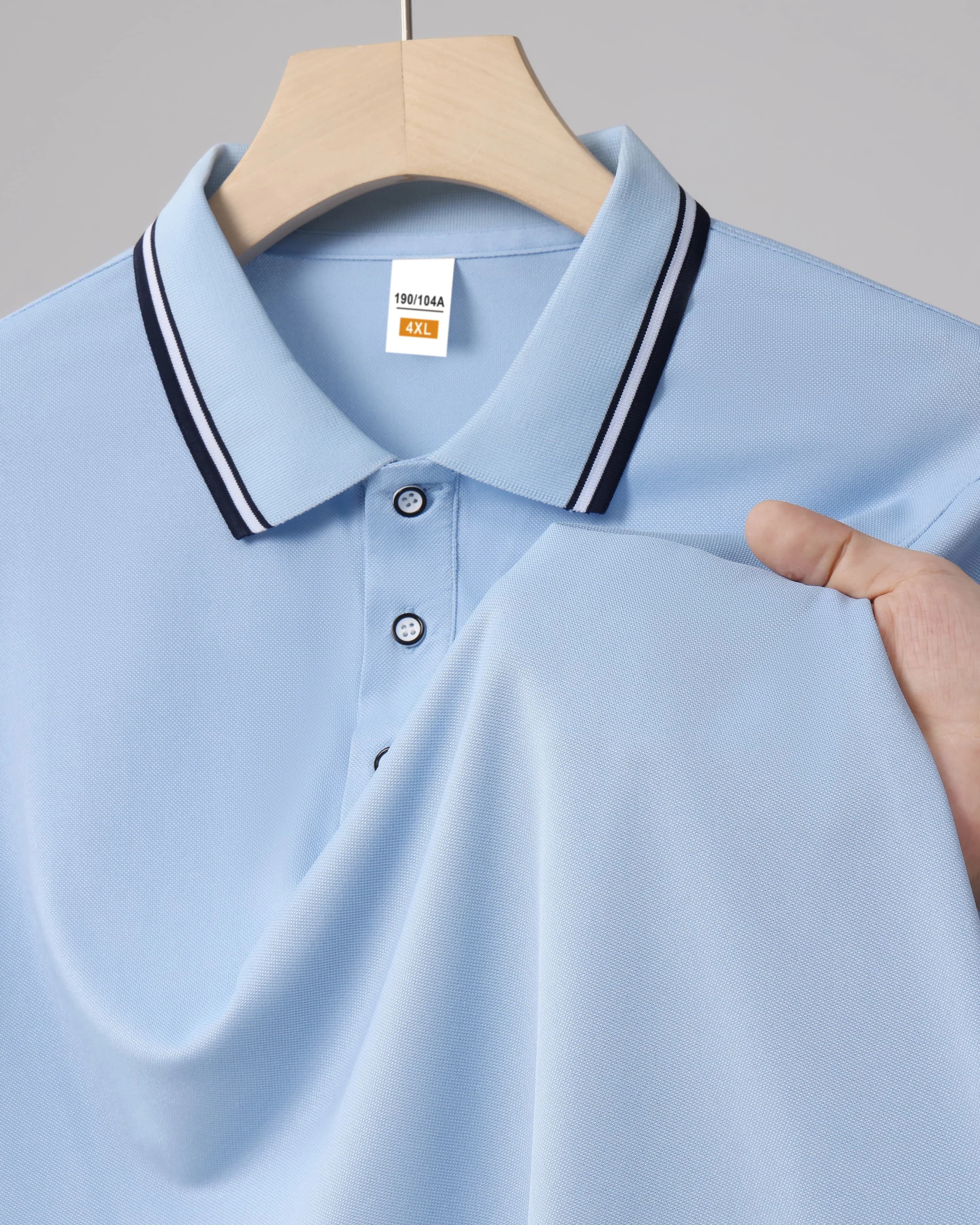 

Men's and Women's Long-sleeved Polo Shirts Striped Collars Spring and Autumn High-quality Splicing Color Breathable Business