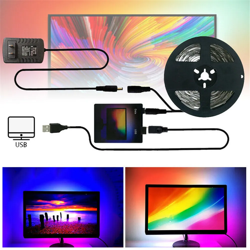 Immersive TV PC Background Light Strip RGBIC LED Strips HDTV Computer Monitor Screen Color Sync Smart Life Control Ambient Lamps