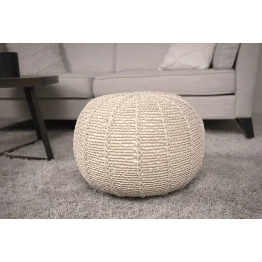 

Bordeaux Knitted Cn Round Pouf Beige