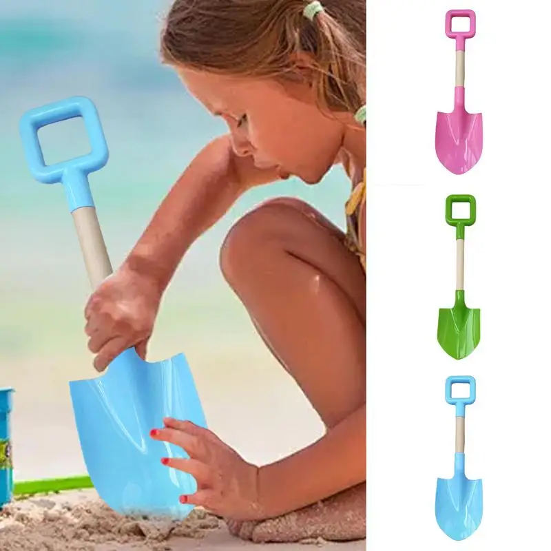 Pala de arena de madera para niños, pala de nieve para jardín, herramientas de plantación para patio trasero, juguete de playa de viaje, mango de madera resistente, Playa colorida para niños