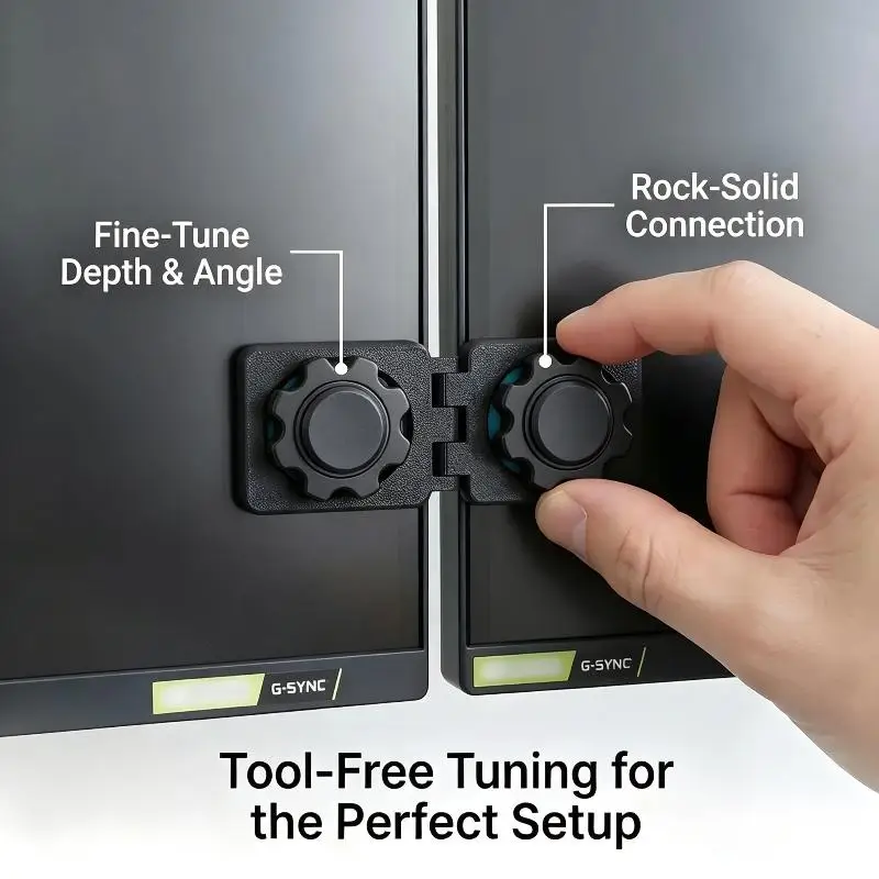 【B】Dual Monitor Alignment Clip Tool-Free Screen Connector Zero Gap Fixer Bracket Double-Sided Adhesive Mount Game Office