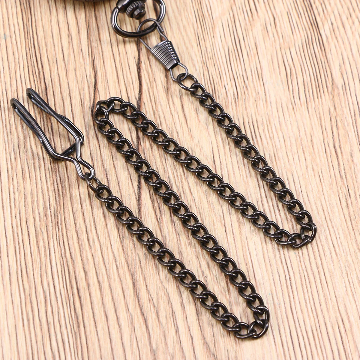 خمر نمط الرجال ساعة الجيب الاتصال الهاتفي الأسود الحركة الميكانيكية جولة الوقت عرض القابلة للإزالة سلسلة هوك حمل مريحة #1