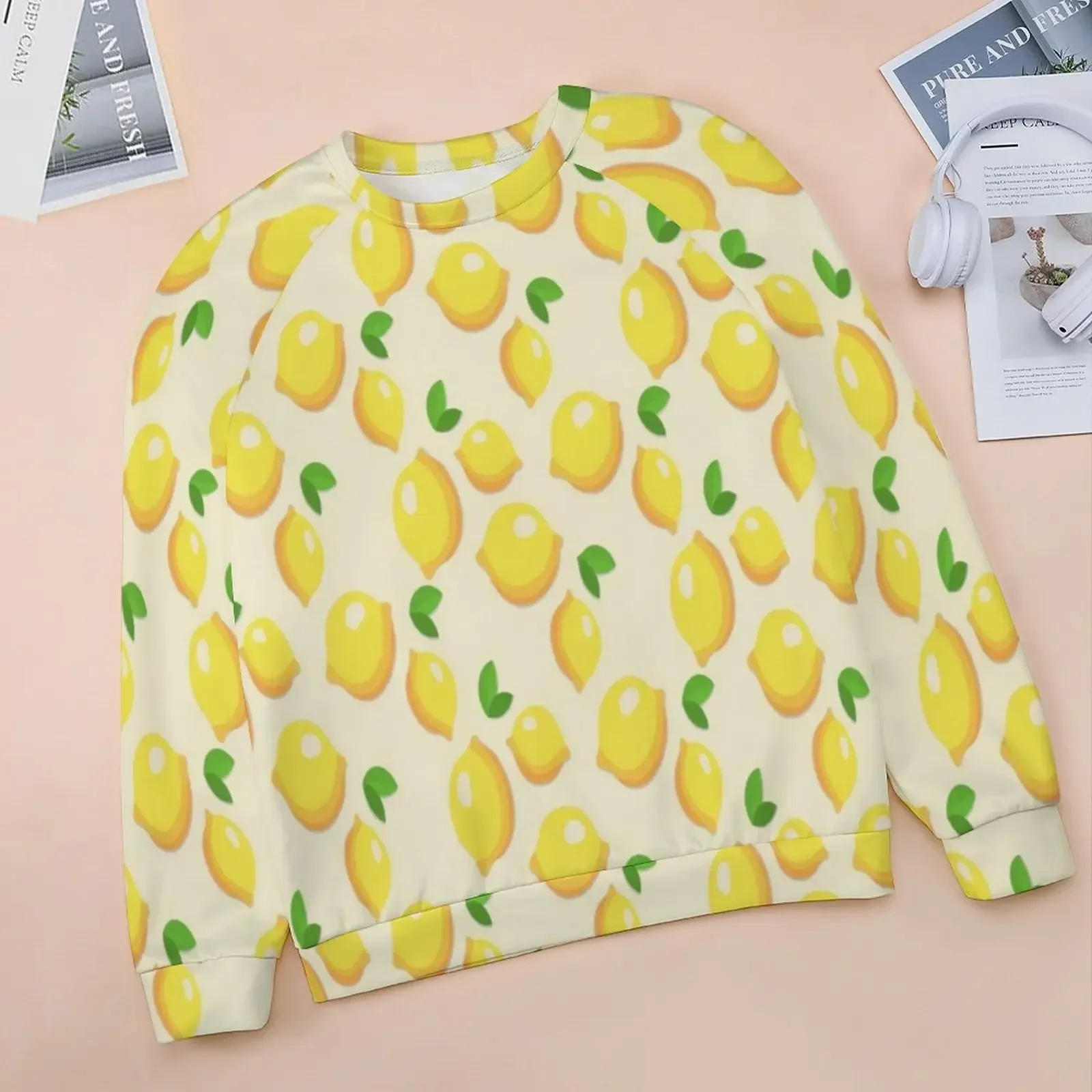 Adorable Lemon Print Hoodies Woman Fruits Pattern Street Style Casual Hoodie Winter Long Sleeve  Sweatshirts Big Size