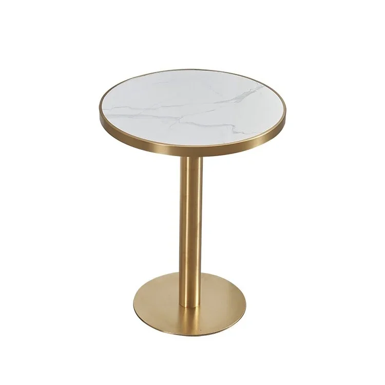 for Modern Furniture  Marble Dining Table Snack Shop Table with Metal Base Wholesale Hot Sale Restaurant Dining Room