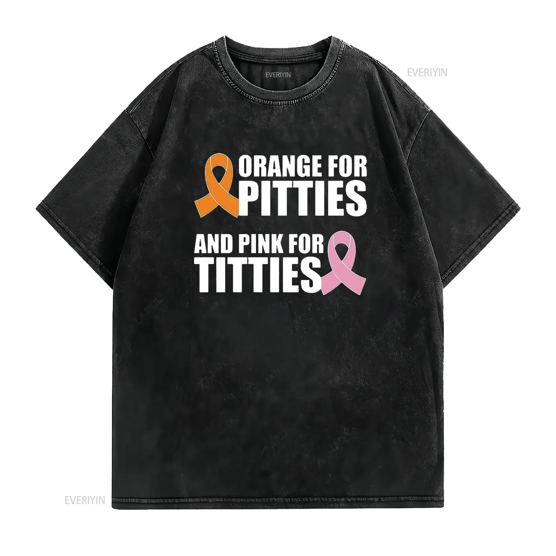Womens T Shirt Pit Bull And Breast Cancer Awareness October Pitties Titties Black 2XL vintage Washed Stylish Breathable Casual