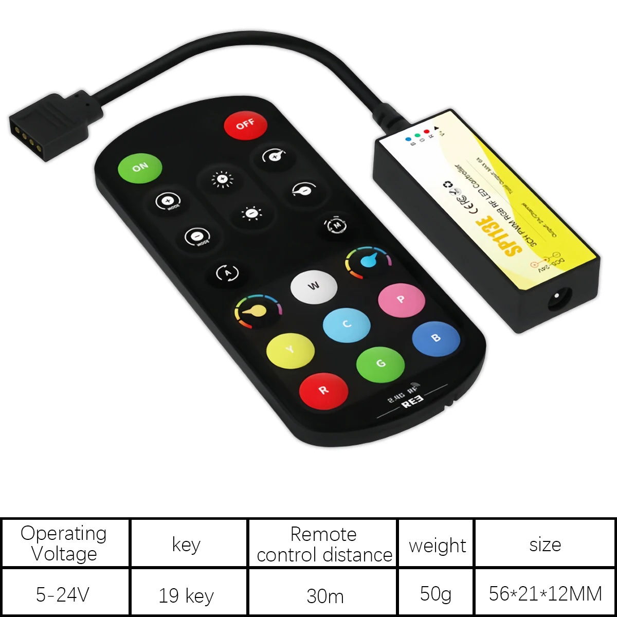 SP113E 3-Kanal-PWM-RGB-Controller – DC5–24 V LED-Streifentreiber mit vorinstallierten Farbeffekten