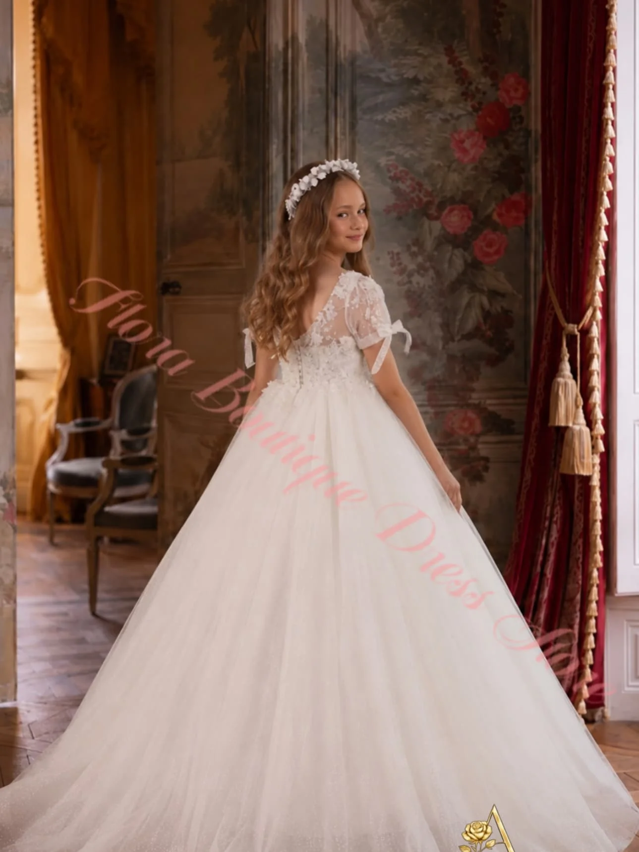 Lovely White Wedding Flower Girl Dress White New Puffy Princess Gown for Host Piano Performance Party Pageant Children Dresses