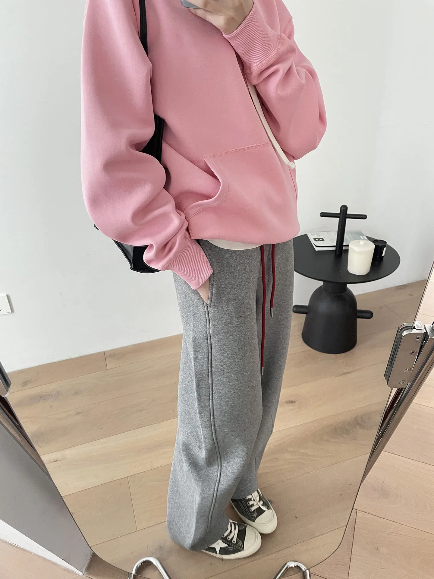 

Comfortable Straight Leg Fce Lined Women's Casual Pants Elastic Waist Bend Knife ape Cotton Polyester Blend Trousers