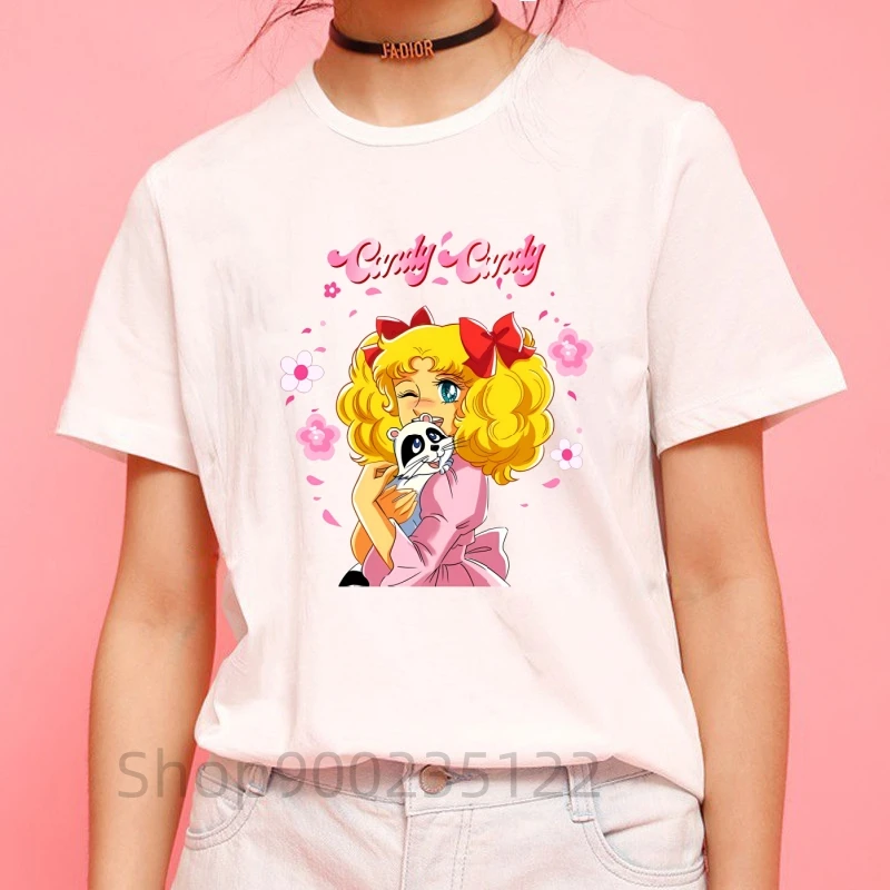 Kawaii Candy Candy Anime Summer Top Tshirt Femen Print y2k T Shirt Grunge Anime Manga T Shirt Top Tees Graphic estetica