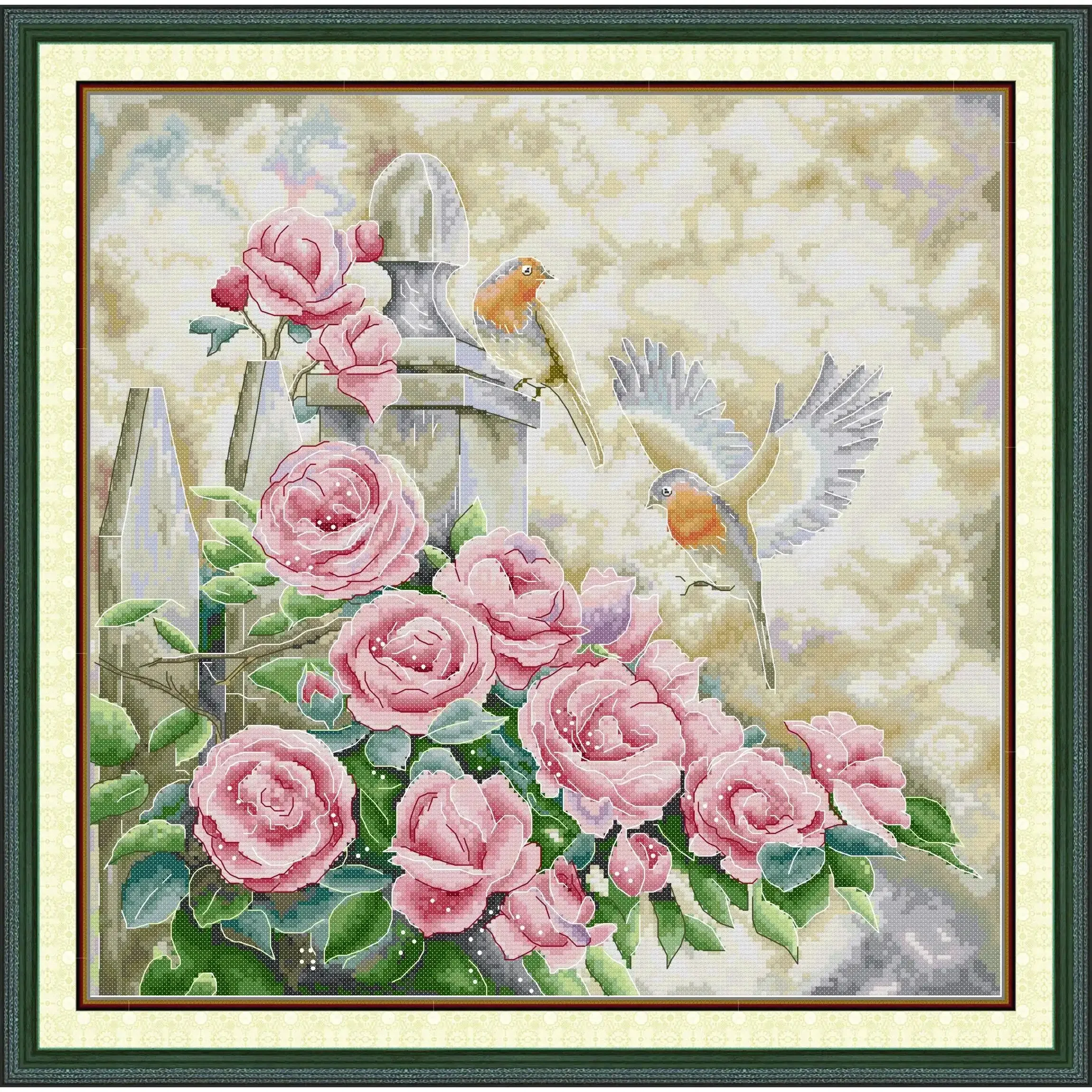 

Joy Sunday Pre-printed Cross Stitch Kit Easy Pattern Aida Stamped Fabric Embroidery Set-Summer Garden