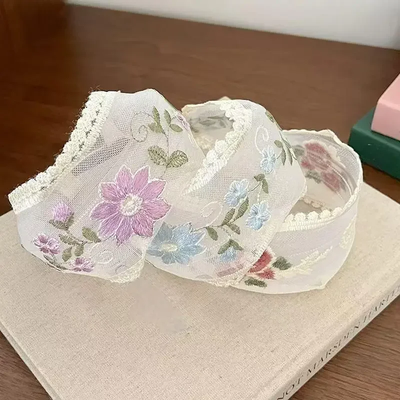 

Embroidery Lace Headband Mesh Flowers Design Sweet Lovely for Women Girls Vacation Casual Style Hair Accessories Headwear