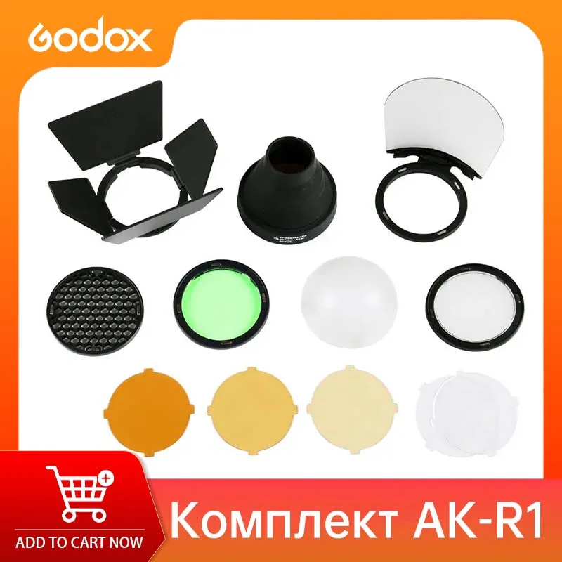 Godox AK-R1 Magnetic Modifier Kit w/ Dome/Barn/Snoot/Grid/Gels for V1/AD100Pro/AD200Pro/H200R Portrait