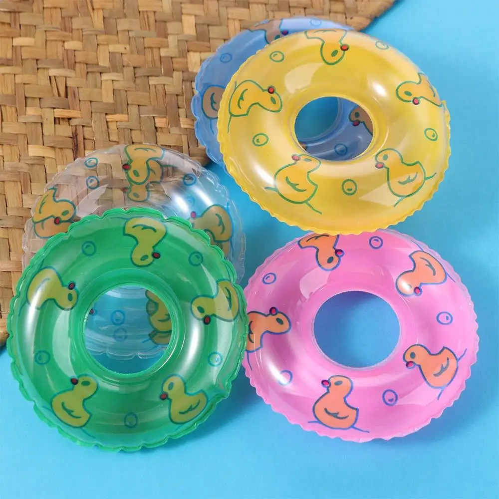 PVC poppenhuis miniatuur zwemring gele eend opblaasbare mini-ringen zwemmen poppen accessoires aankleden