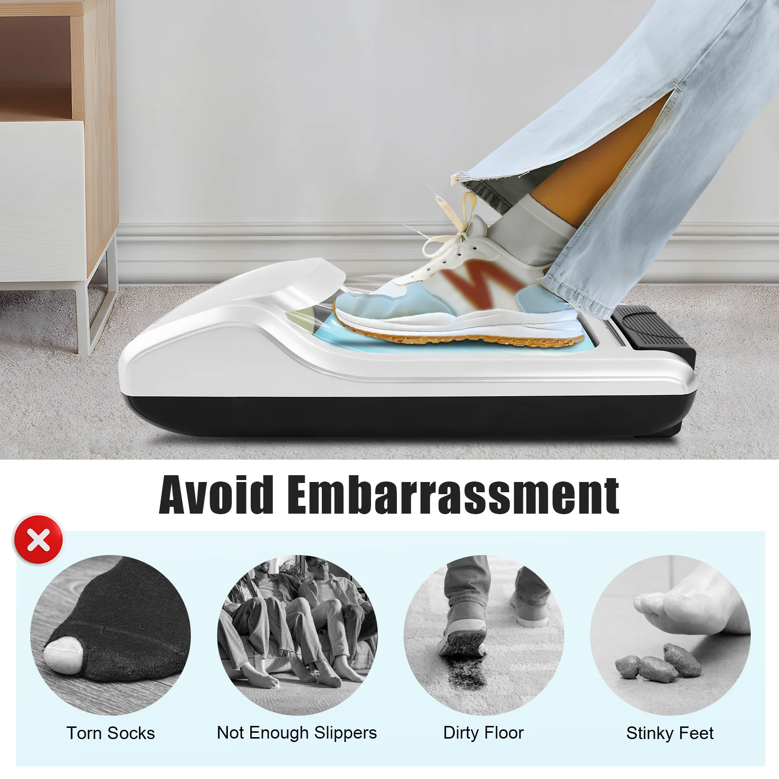 Distributore Automatico di Pellicola per Scarpe, Macchina per Pellicola per Scarpe con 3 Rotoli di Stampi, Macchina per Pellicola per Scarpe per Casa, Negozio e Ufficio