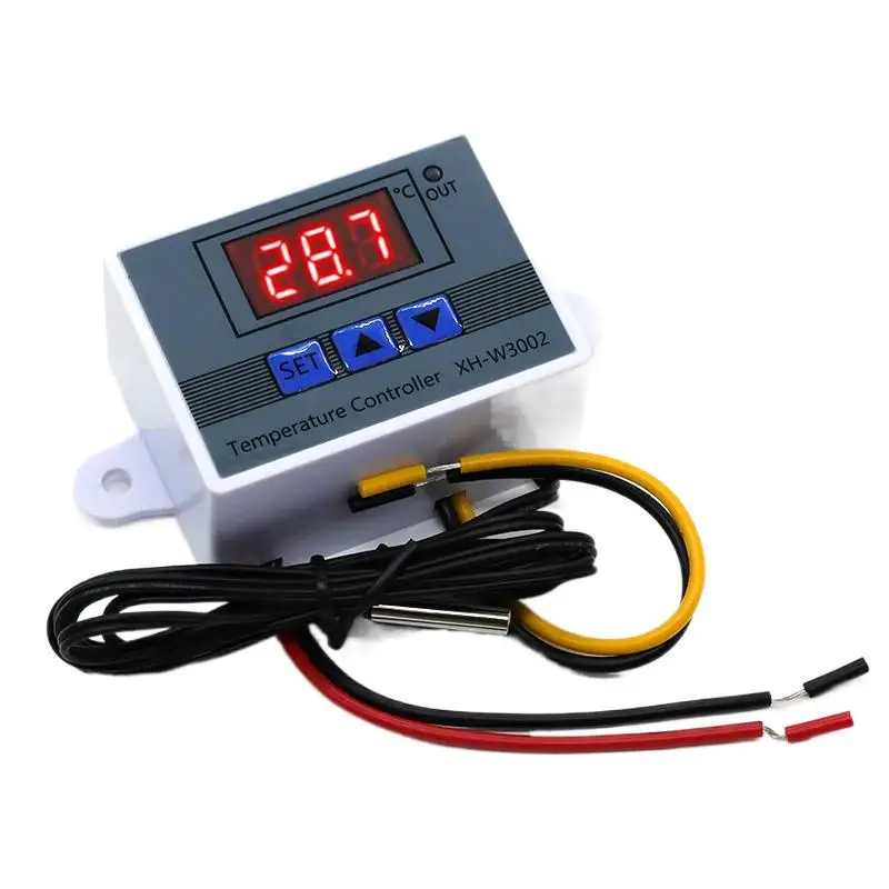 XH-W3002 220V /12V Digital LED Pengendali Suhu 10A Probe Sakelar Kontrol Termostat dengan Sensor Tahan Air W3002