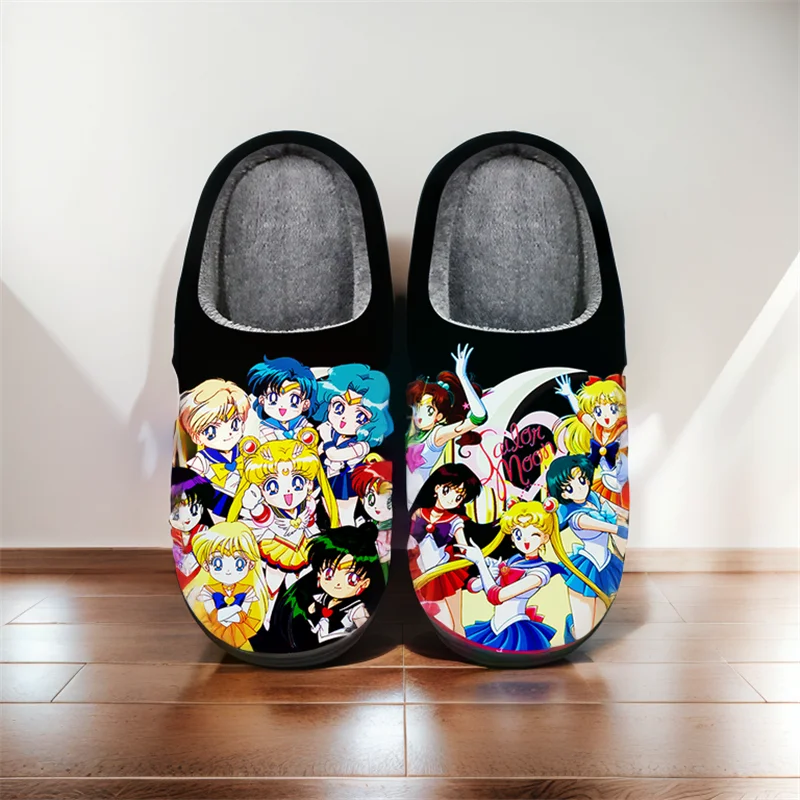 Anime Cartoon Cute Slippers Sailor Moon Meiou Setsuna Winter Warm Slippers For Man Woman Boy Girl Unisex Halloween Shoes Gift