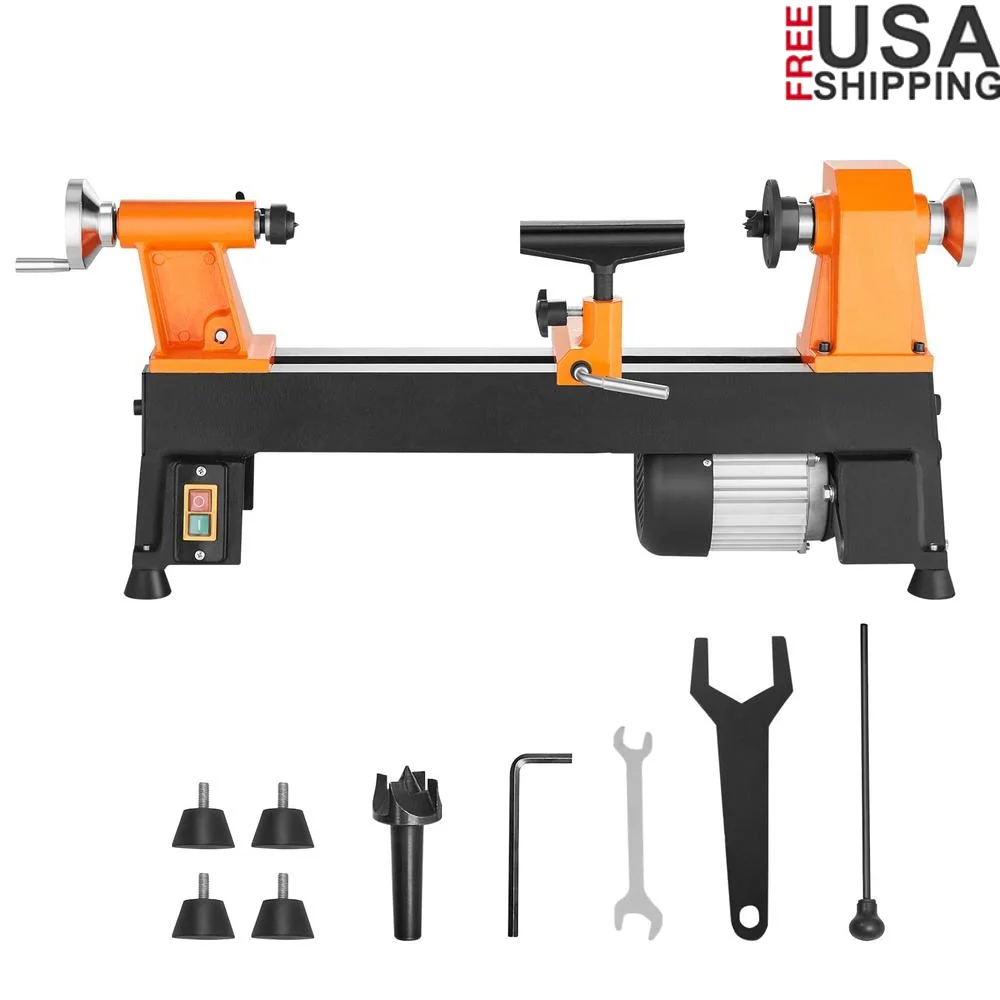 

Wood Lathe 10x18 0.5 HP Motor 5 Speeds Rod Injection Wrenches Set Stable Construction Woodworking Benchtop DIY Crafters
