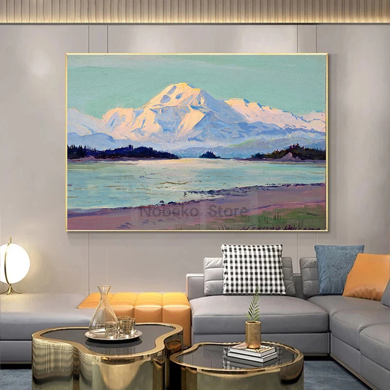 Romantic Painter Sydney Laurence Works Mount McKinley Landscape Poster Prints Canvas Painting Wall Art Pictures Home Room Decor