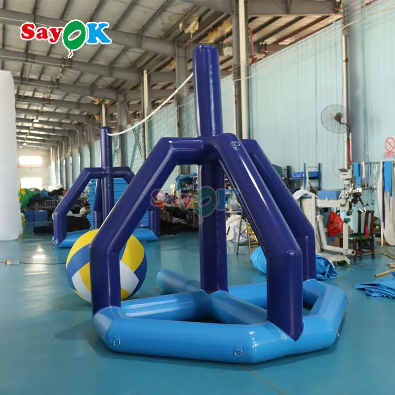 Sayok poste de voleibol inflable de PVC 3mH, soporte de voleibol de tiro inflable con juego de pelota de red para deportes de juego de playa