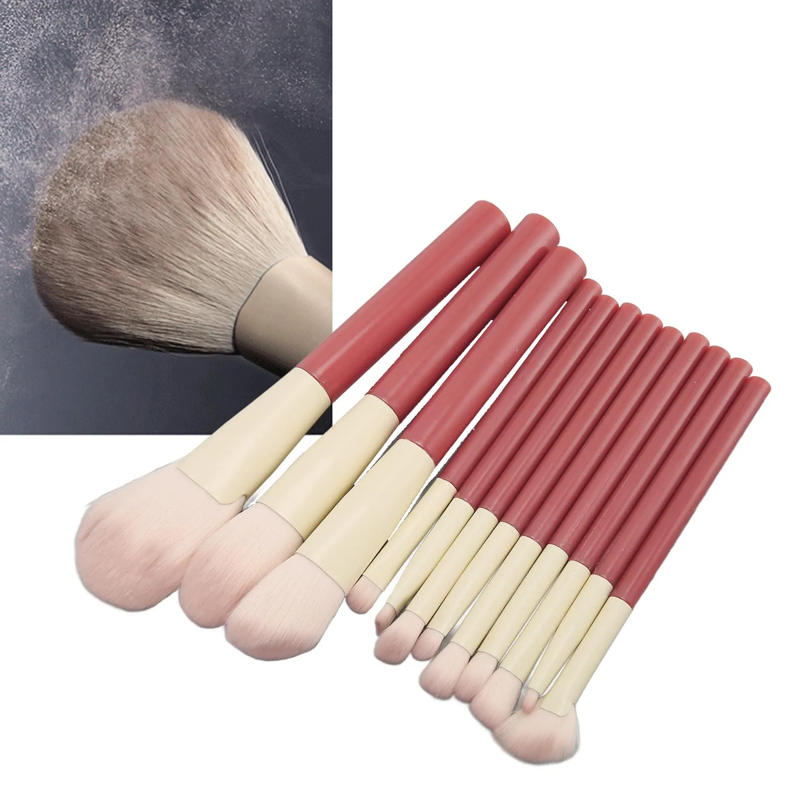 12Pcs Makeup Brush Set with Mesh Bag Portable Soft Bristle Highlighter Eyeshadow Brush Blush Brush For Makeup Beginners