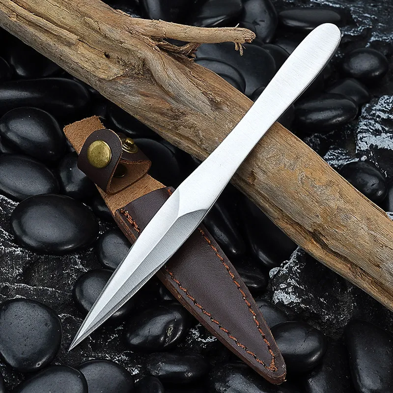 Cuchillo de té de acero inoxidable, juego de té Pu'er, herramienta especial de elaboración de té de Kung Fu, aguja de té, accesorios para la ceremonia del té con Funda de cuero