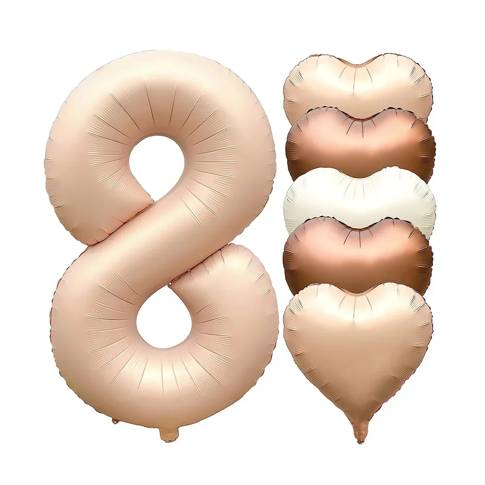 7pcs 40inch Number Balloons Set Helium Balloon with Big Heart Balloons for Girl and Boy 9th Year Old Birthday Party Decorations