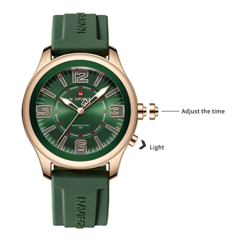 NAVIFORCE NF9256 Sports Couple Quartz Watch Luminous Pointer 3ATM Waterproof Silicone Strap Anniversary Gift Lovers Watch