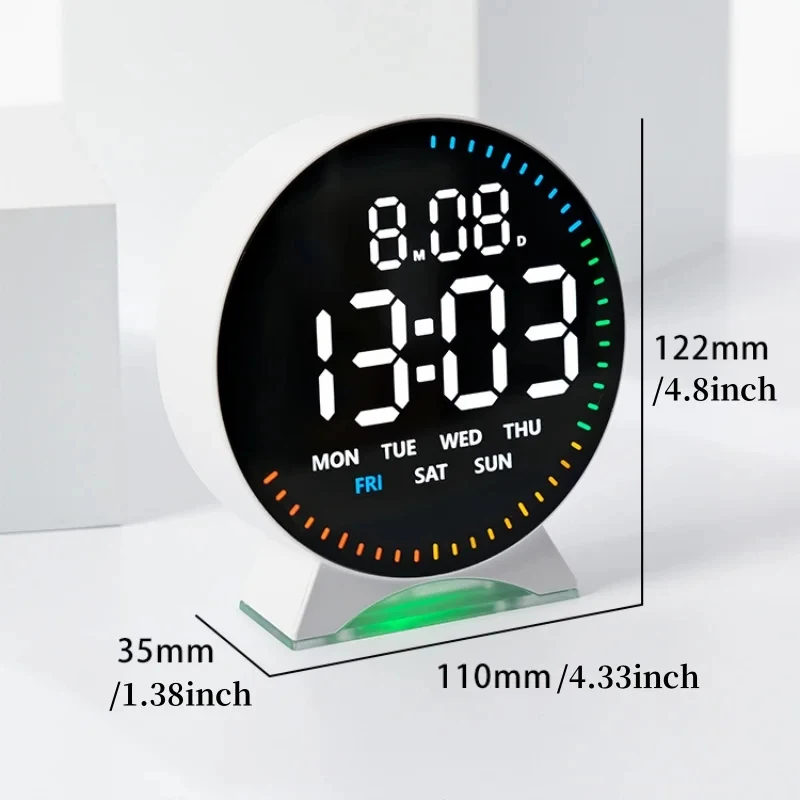 Multifunctional LED Digital Alarm Clock with Night Light, Portable Bedside Electronic Clock, Dimmable Display, Snooze Function,